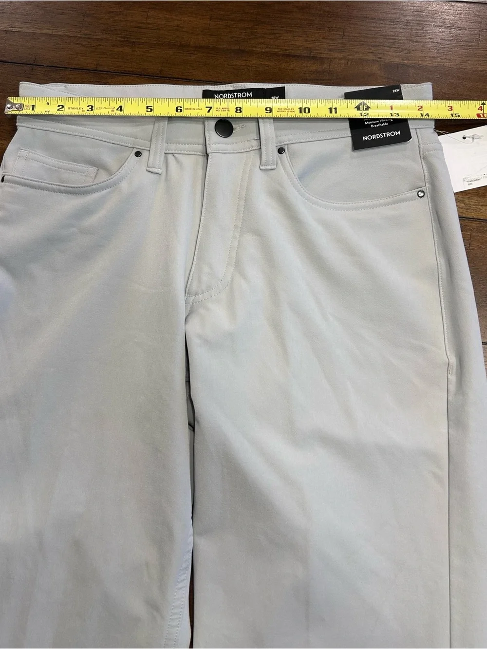 Nordstrom Tech-Smart Pants Size 28 Light Gray Slim Fit Stretch NEW